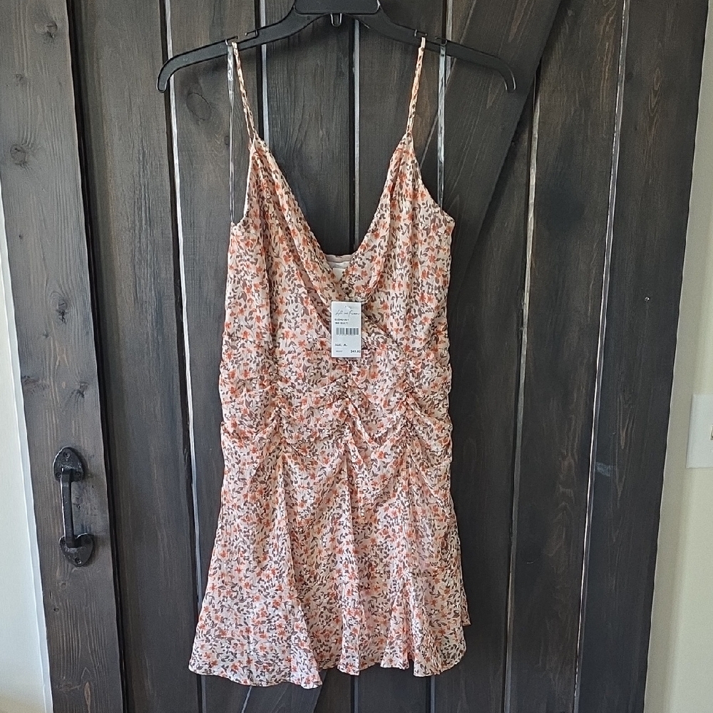 All in Favor Tan Multi Floral Dress